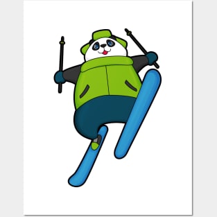 Panda as Ski jumper with Ski Posters and Art